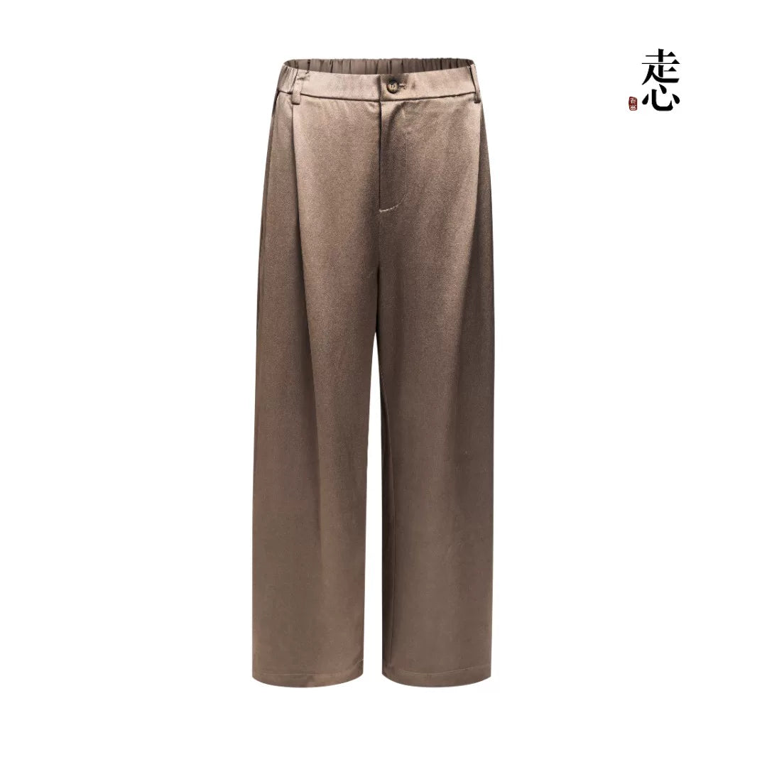 Luxury Glacial Silver Heavy Silk Palazzo Pants-25Z26311599