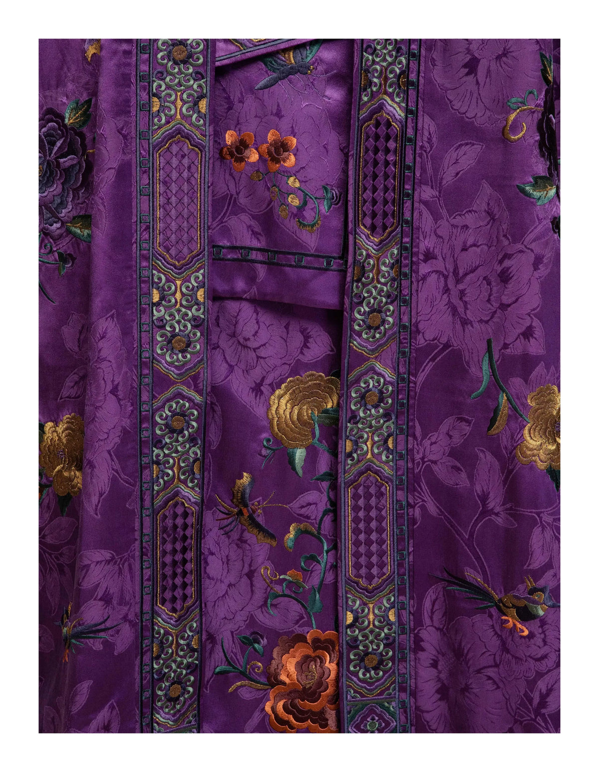 Luxury Imperial Violet Silk Duster Coat-25ZWT6088