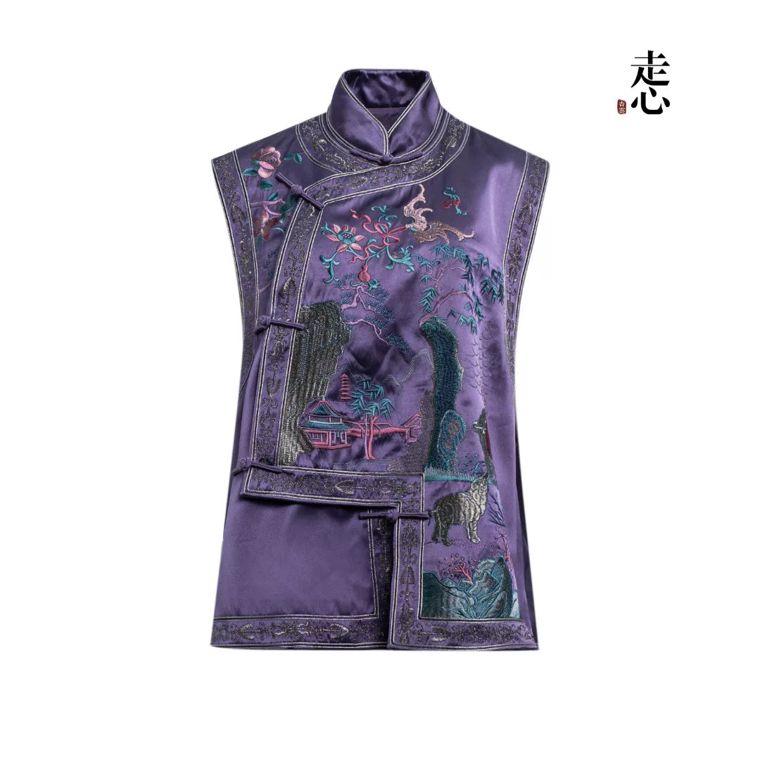 Luxury Violet Twelve Ornaments Silk Vest-26ZMJ6623
