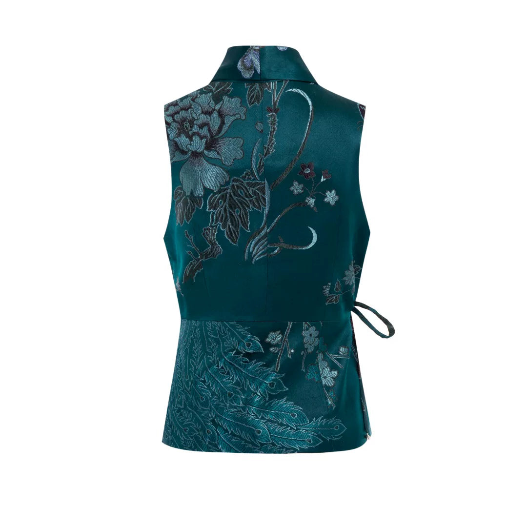 Luxury Black Luoyue Silk Wrap Vest-26Z147M
