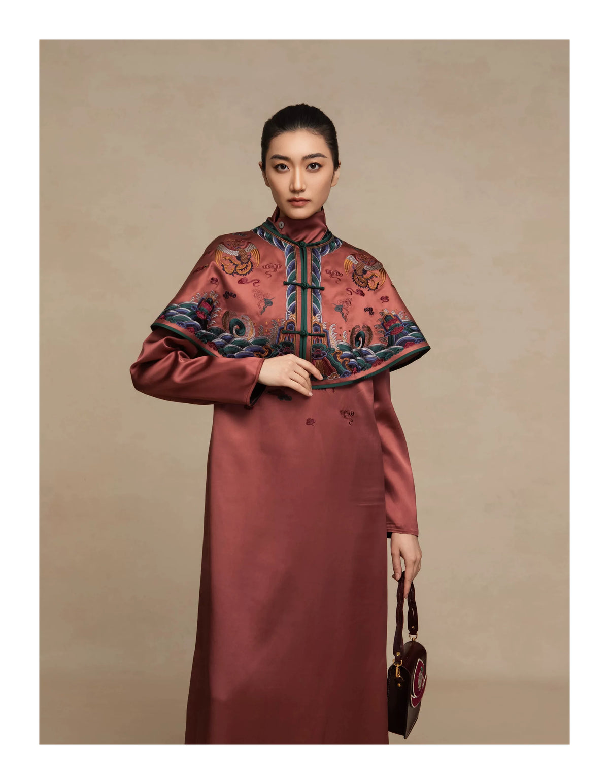 Luxury Pink Rainbow Cloud Silk Capelet-26ZMJ6276