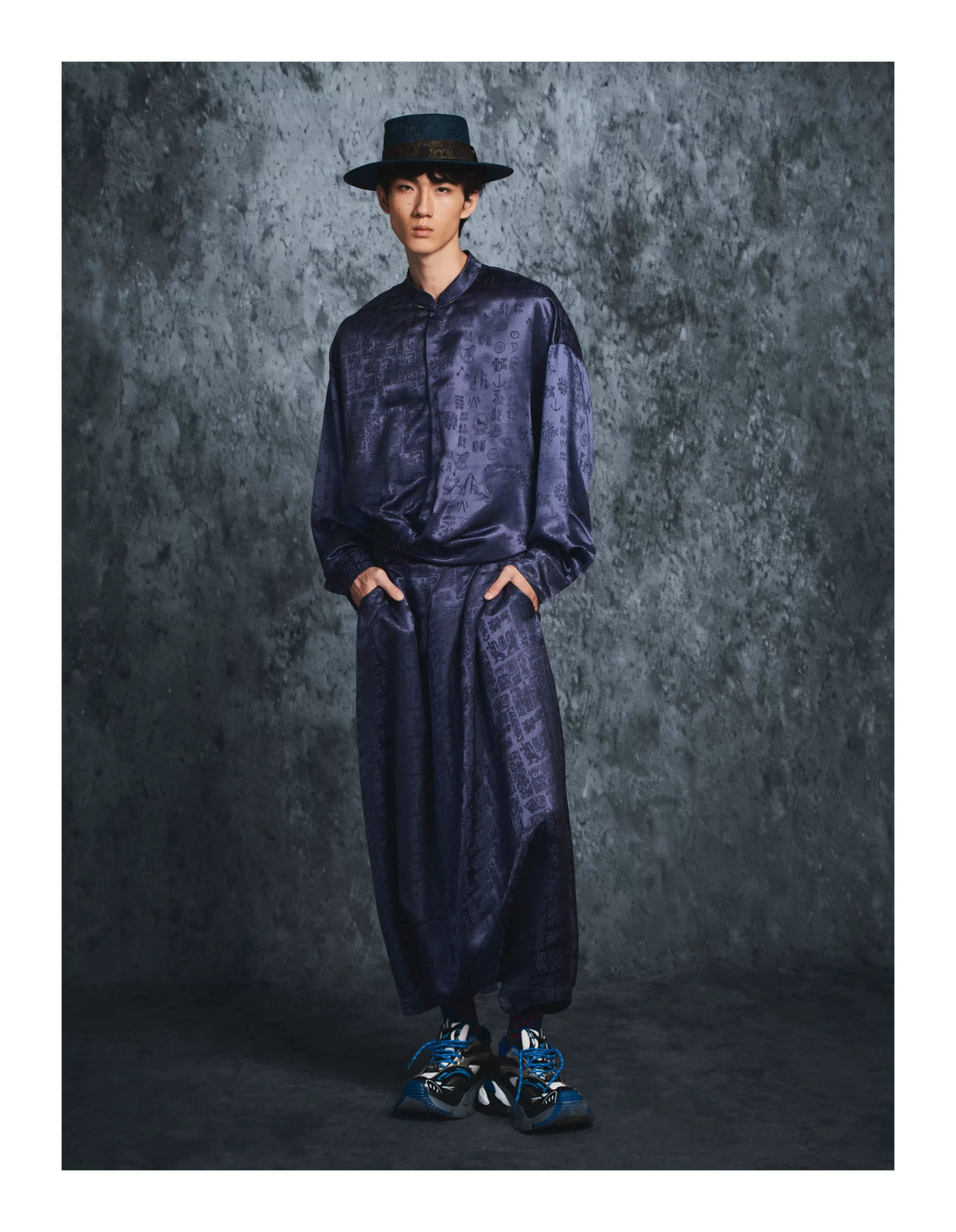 Luxury Purple 12 Ornaments Silk Shirt-26Y15401