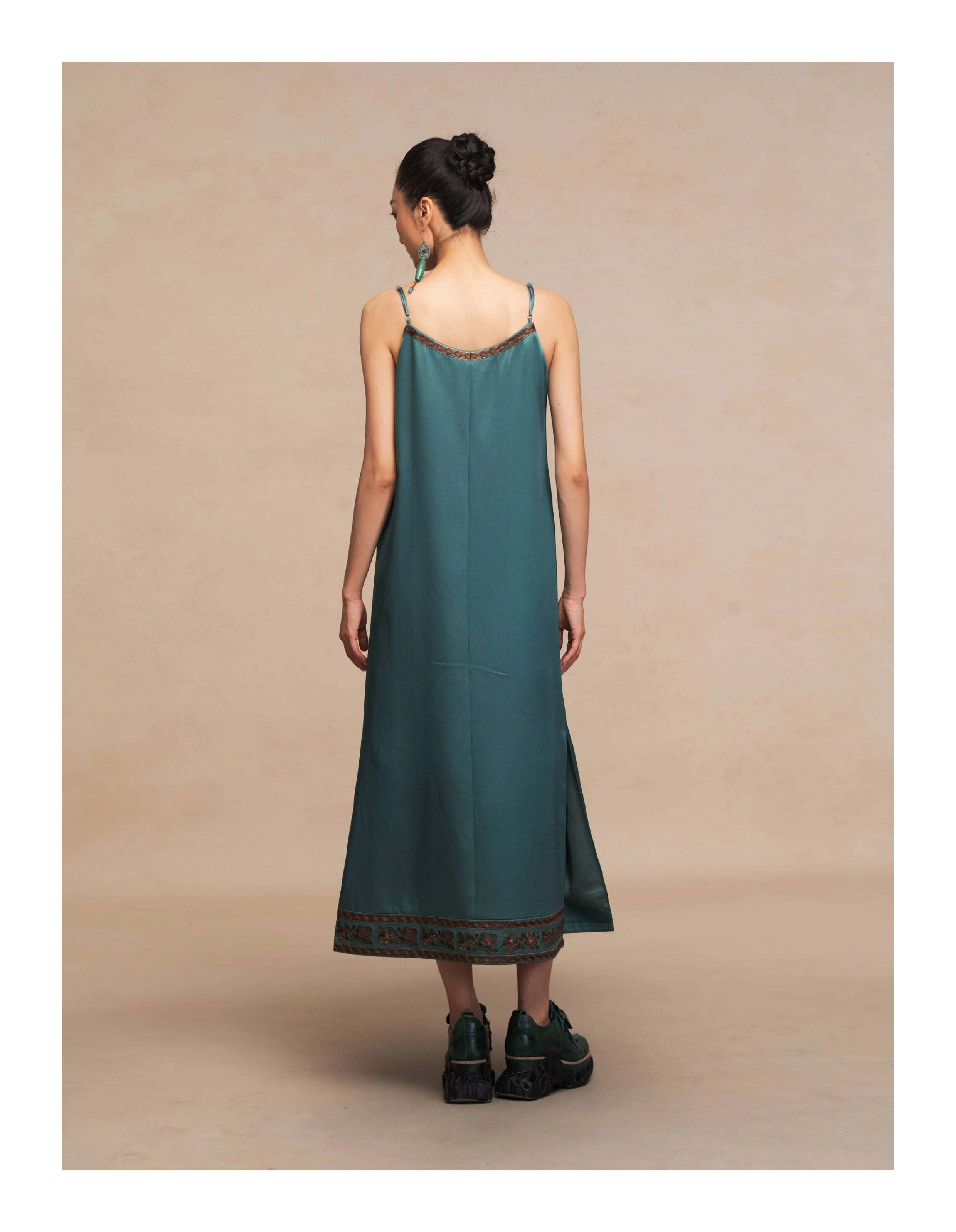 Luxury Dunhuang Lotus Caisson Gambiered Silk Slip Gown-26ZLY6299