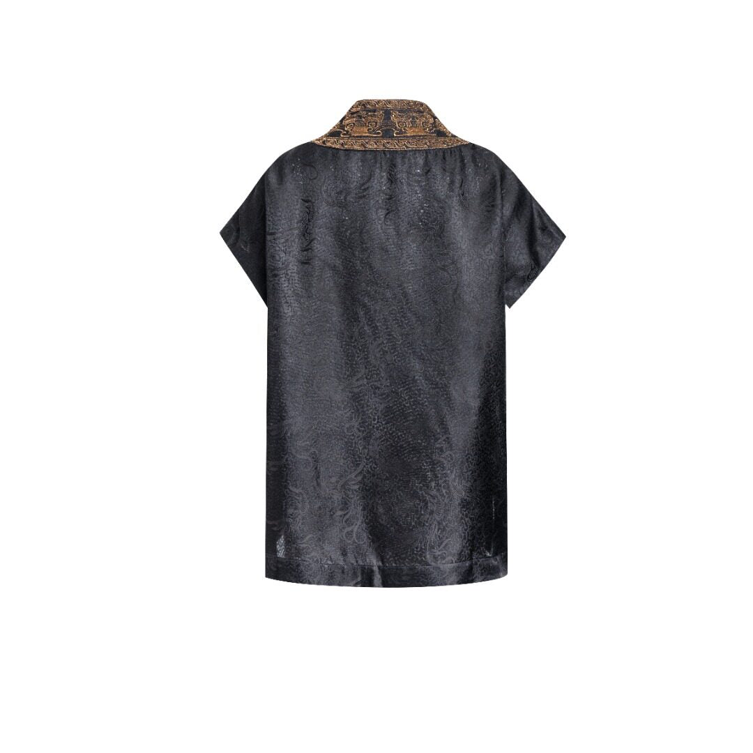 Luxury Asymmetric Embroidered Silk Top-25Y14301