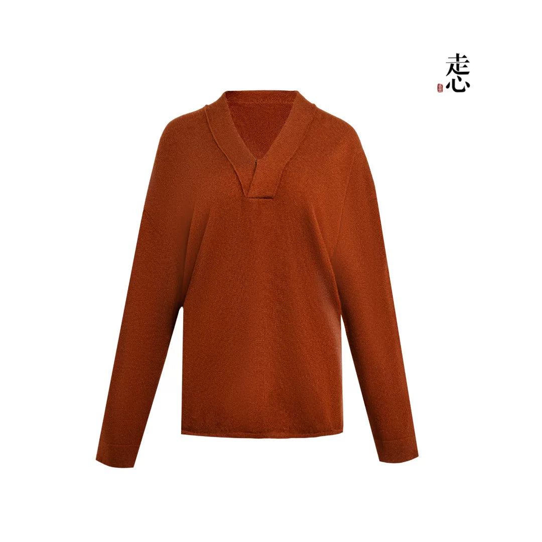 Luxury 290g Pure Cashmere V-Neck Sweater-26ZX2606