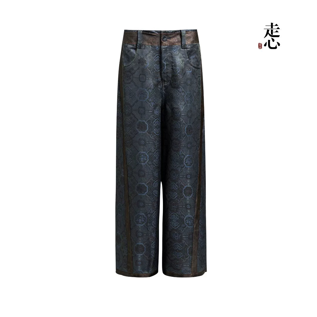 Luxury Indigo Badayun Silk Wide-Leg Pants-26ZY61460010