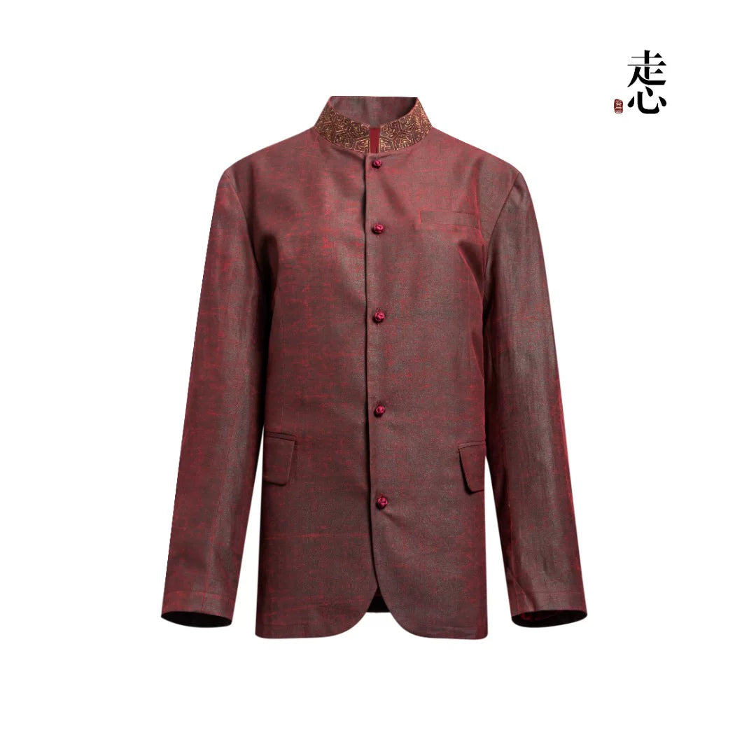 Luxury Black Silk Mandarin Suit Blazer-26ZWT6156