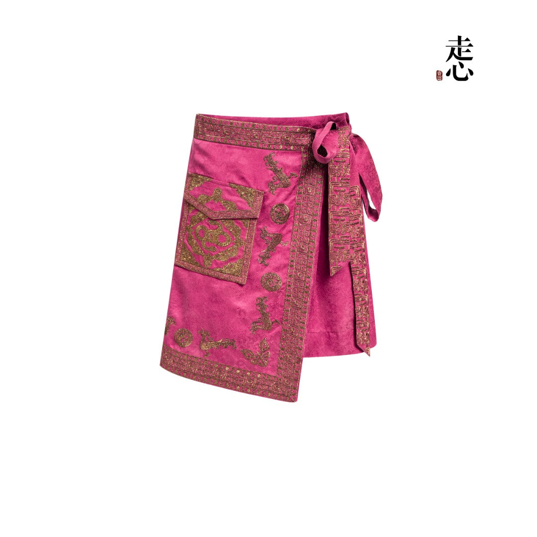 Bronze-Washed Xiangyun Silk Wrap Skirt--25ZW78F