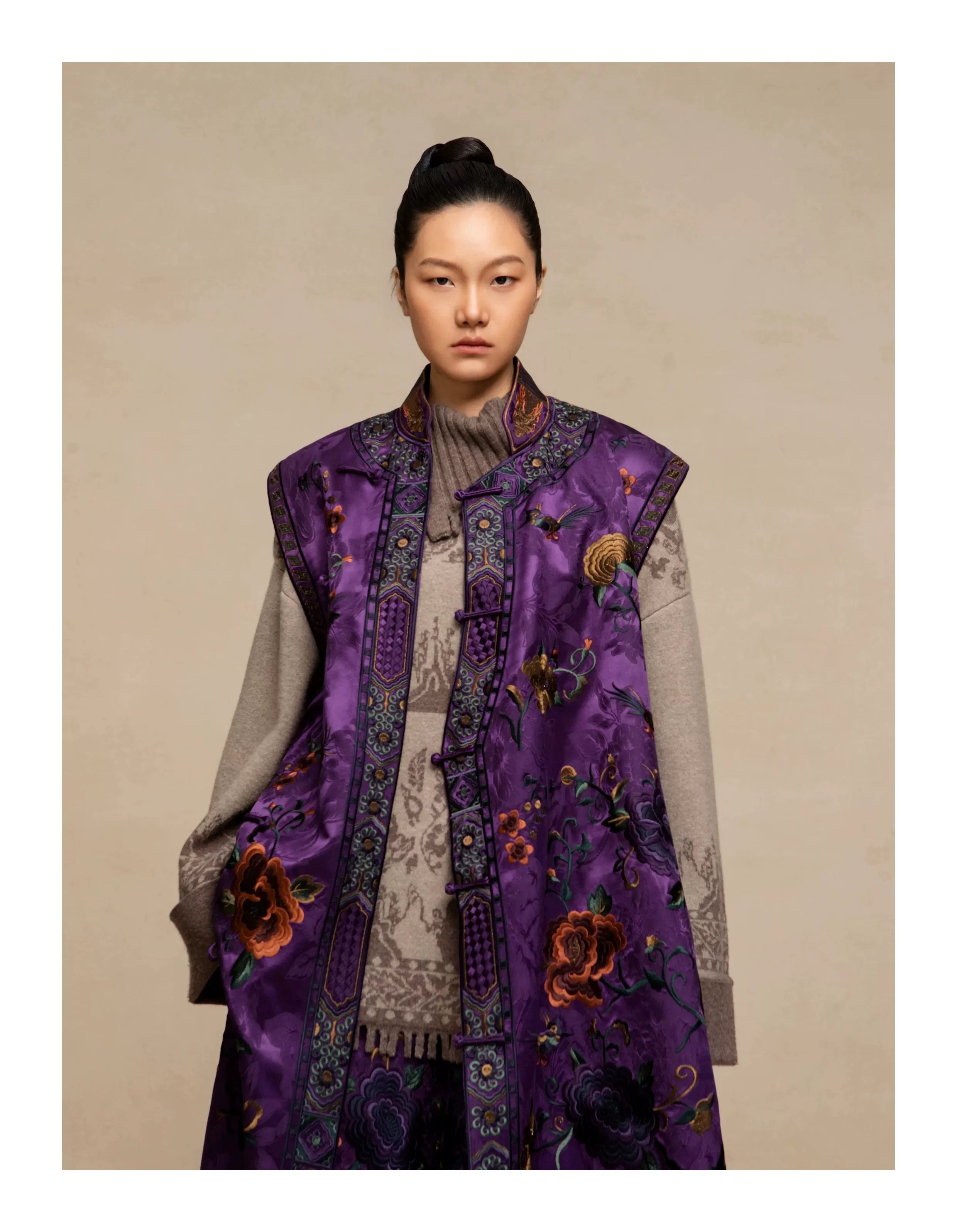 Luxury Imperial Violet Silk Cheongsam Dress-25ZMJ6092