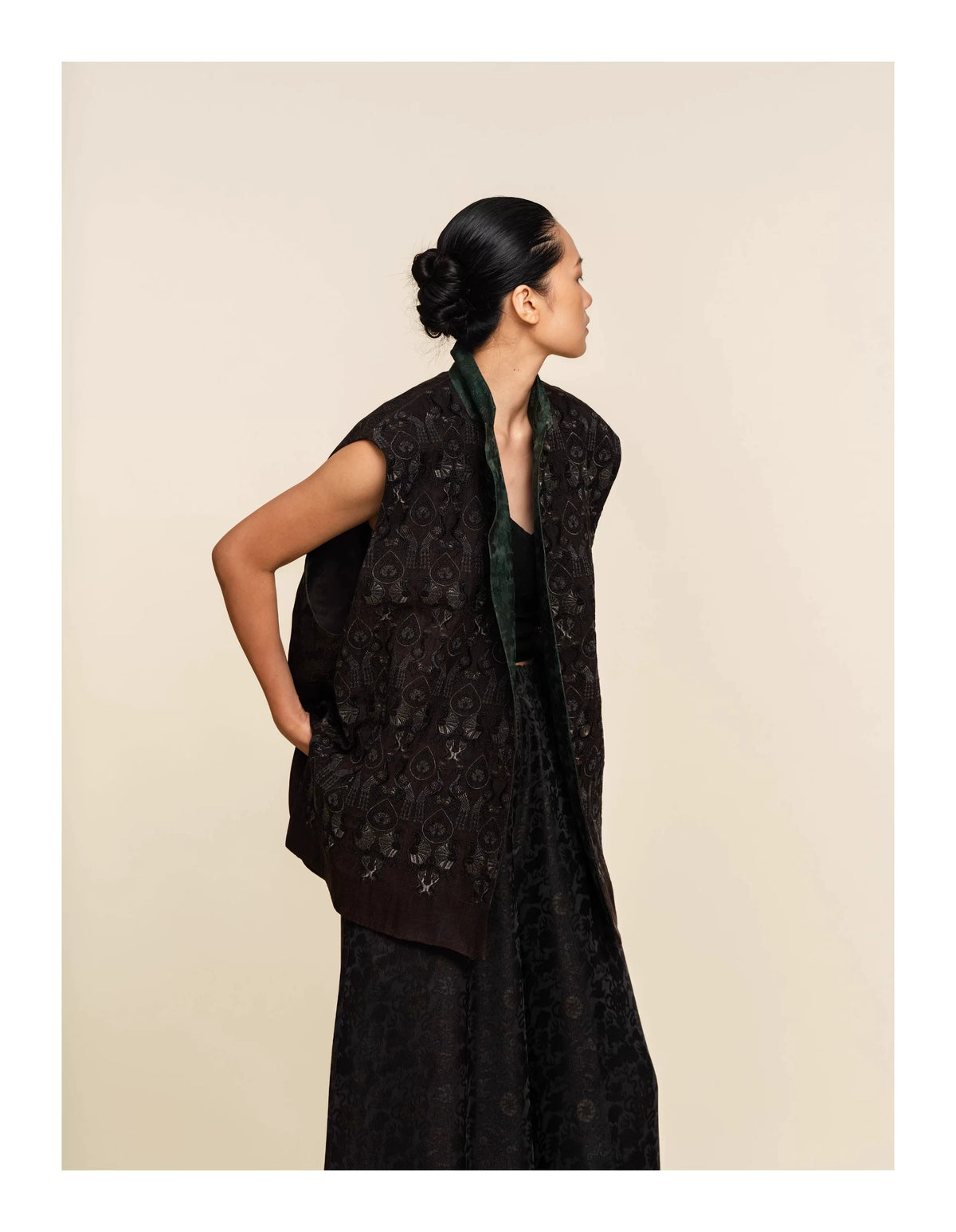 Luxury Jade Collar Song Brocade Vest-25ZYL670-2