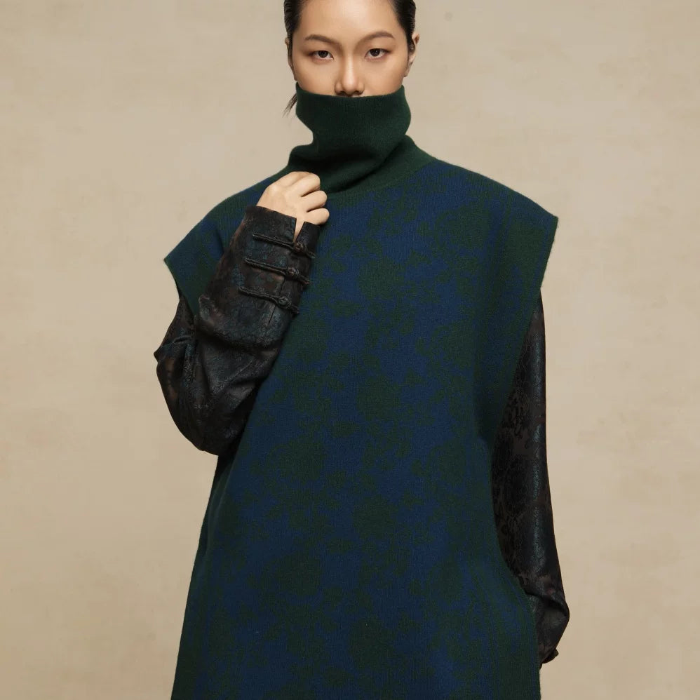 Luxury 485g Blue Lotus Cashmere Vest-25ZX2530