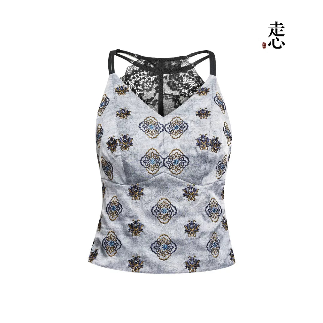 Luxury Badayun Silk Lace Camisole Top-25ZY51360057