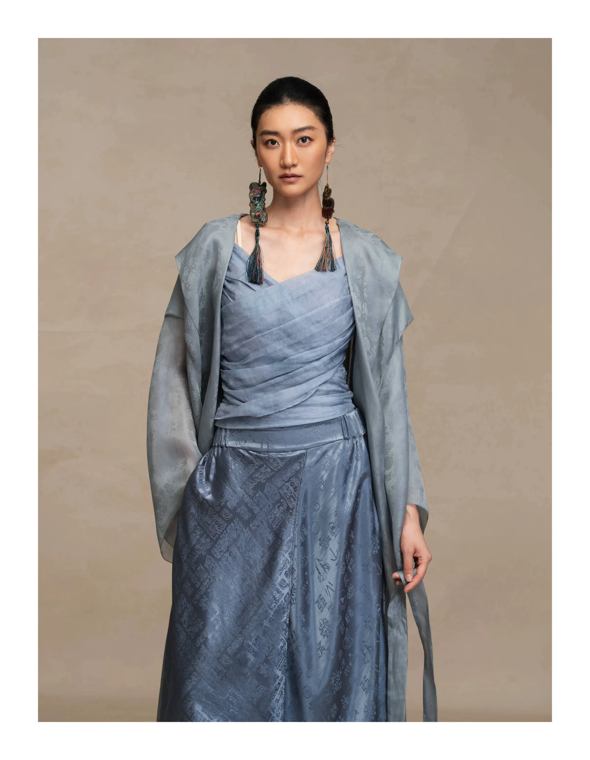 Luxury Hooded Silk Organza Duster Coat- 26Z2Y218229
