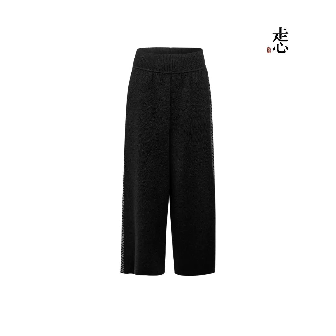Luxury 840g Blue Wan Cashmere Wide Pants-25ZX2511-1