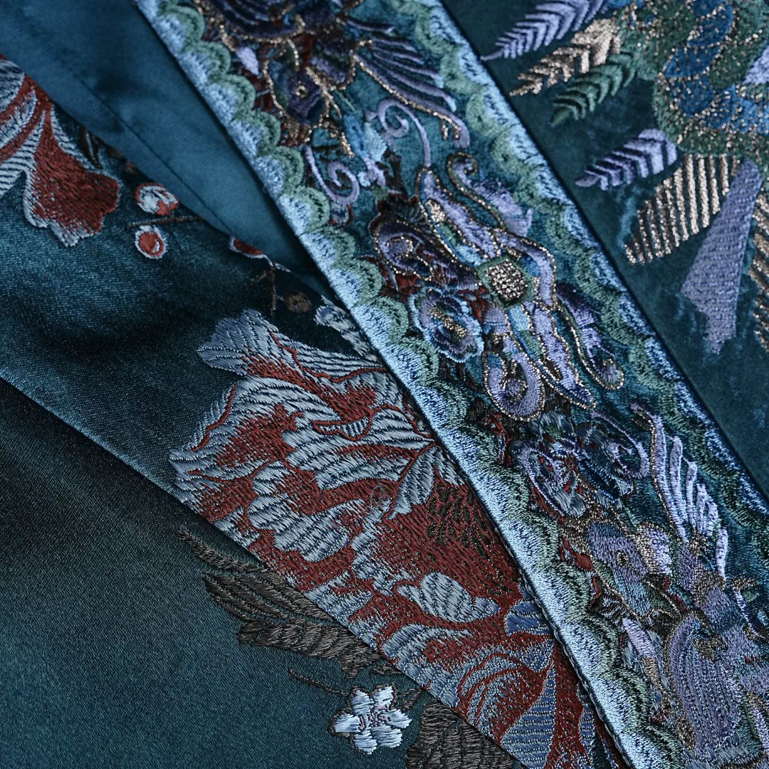 Luxury Blue Luoyue Silk Wrap Duster-26Z150M
