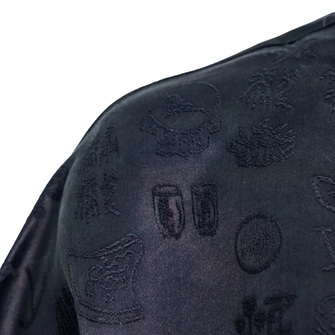 Luxury Black Twelve Ornaments Silk Shirt-26Z76212199