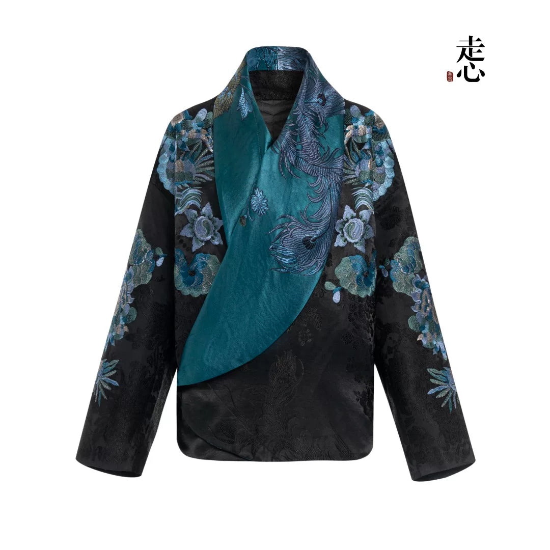 Luxury Black Luoyue Silk Kimono Jacket-26Z138M