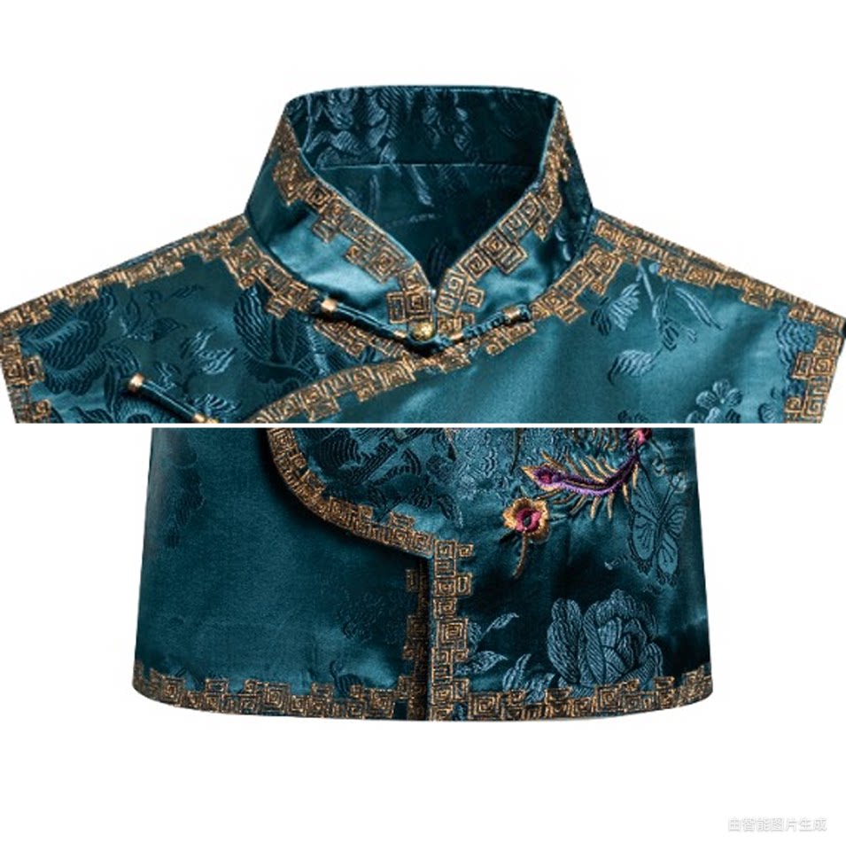 Luxury Blue Steed Silk Brocade Vest-26ZX8030