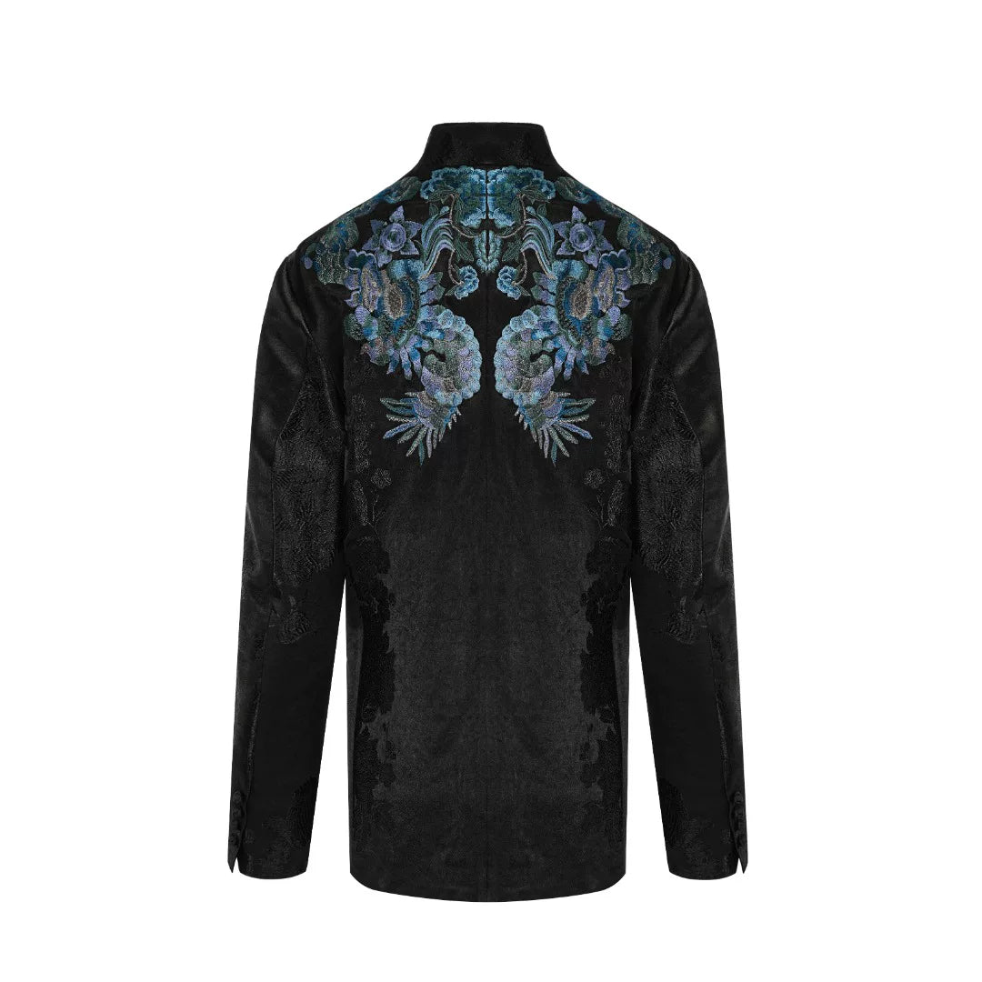 Luxury Black Luoyue Silk Mandarin Blazer-26Z148M