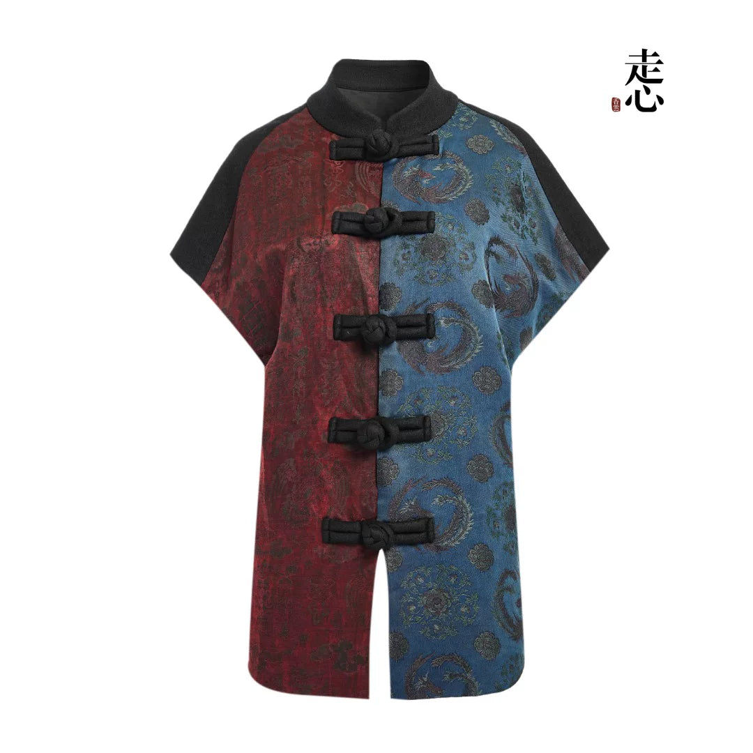 Luxury Blue Song Brocade Longline Vest-26Z26416959