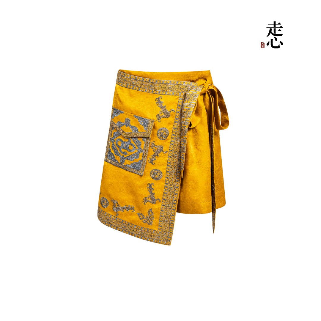 Bronze-Washed Xiangyun Silk Wrap Skirt--25ZW78F