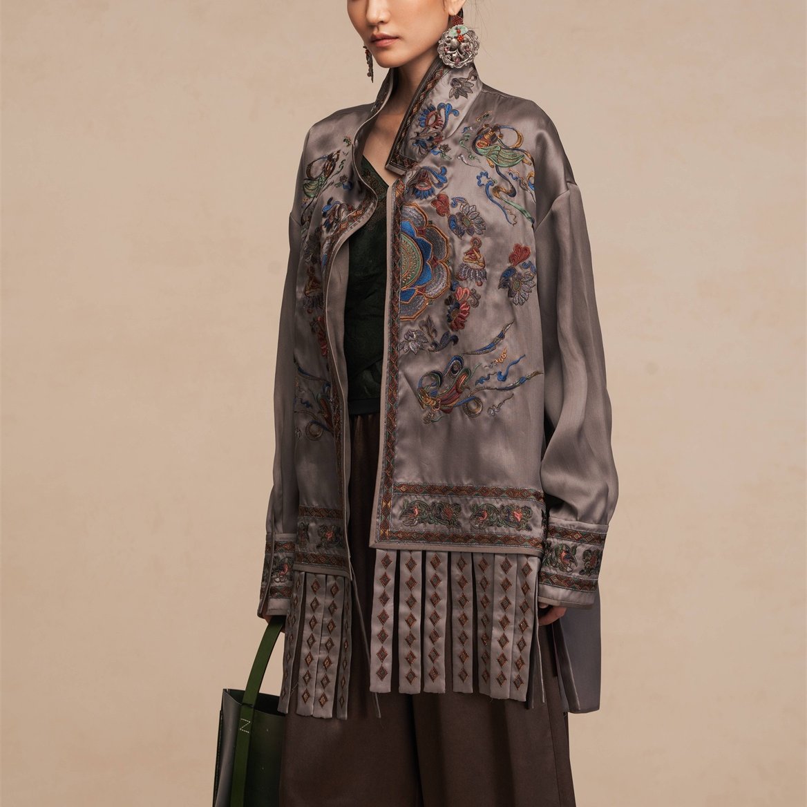 Luxury Dunhuang Lotus Silk Kimono Coat-26ZWT6302