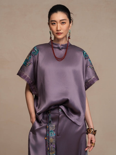 Luxury Lavender Silk Porcelain Pullover-26Y12401