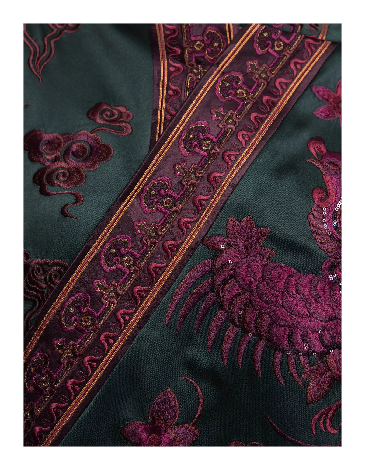 Luxury Twin Phoenix Heavy Silk Long Vest-26ZLY6133