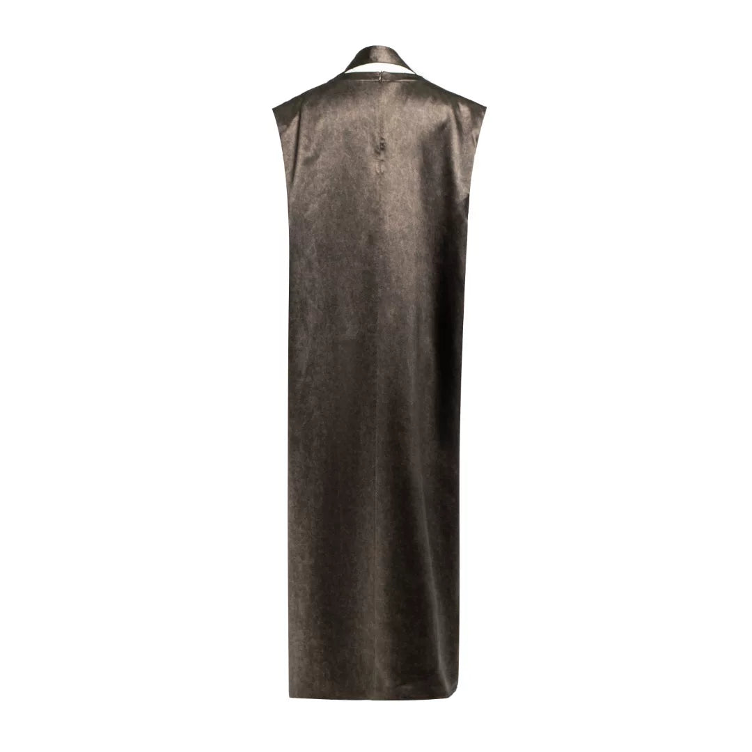 Luxury Grey Smudged Silk Maxi Gown-26M66149