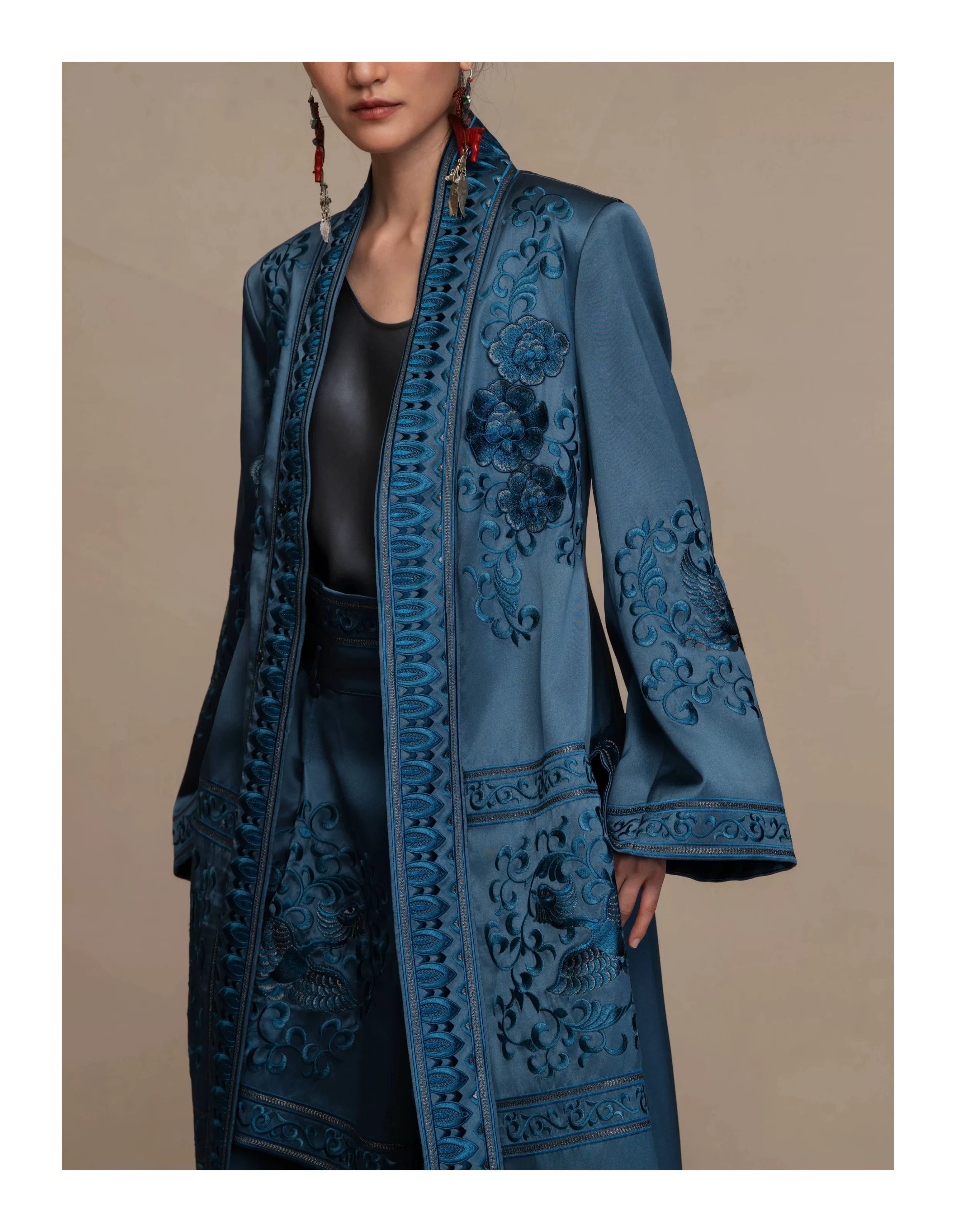 Luxury 60 Momme Silk Trench Coat Duster- 26ZWT6710