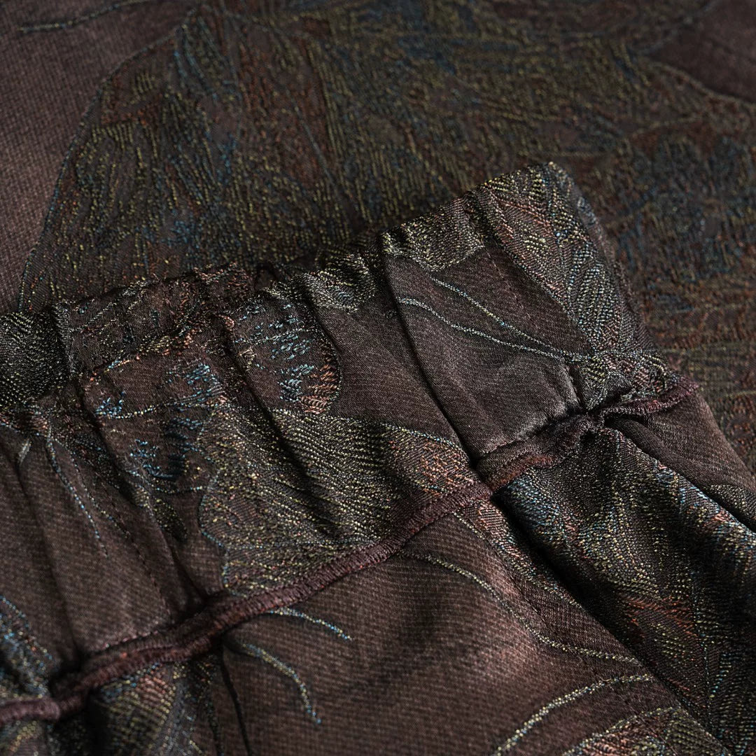 Luxury Brown Silk Wide-Leg Palazzo Pants-26Z26411429