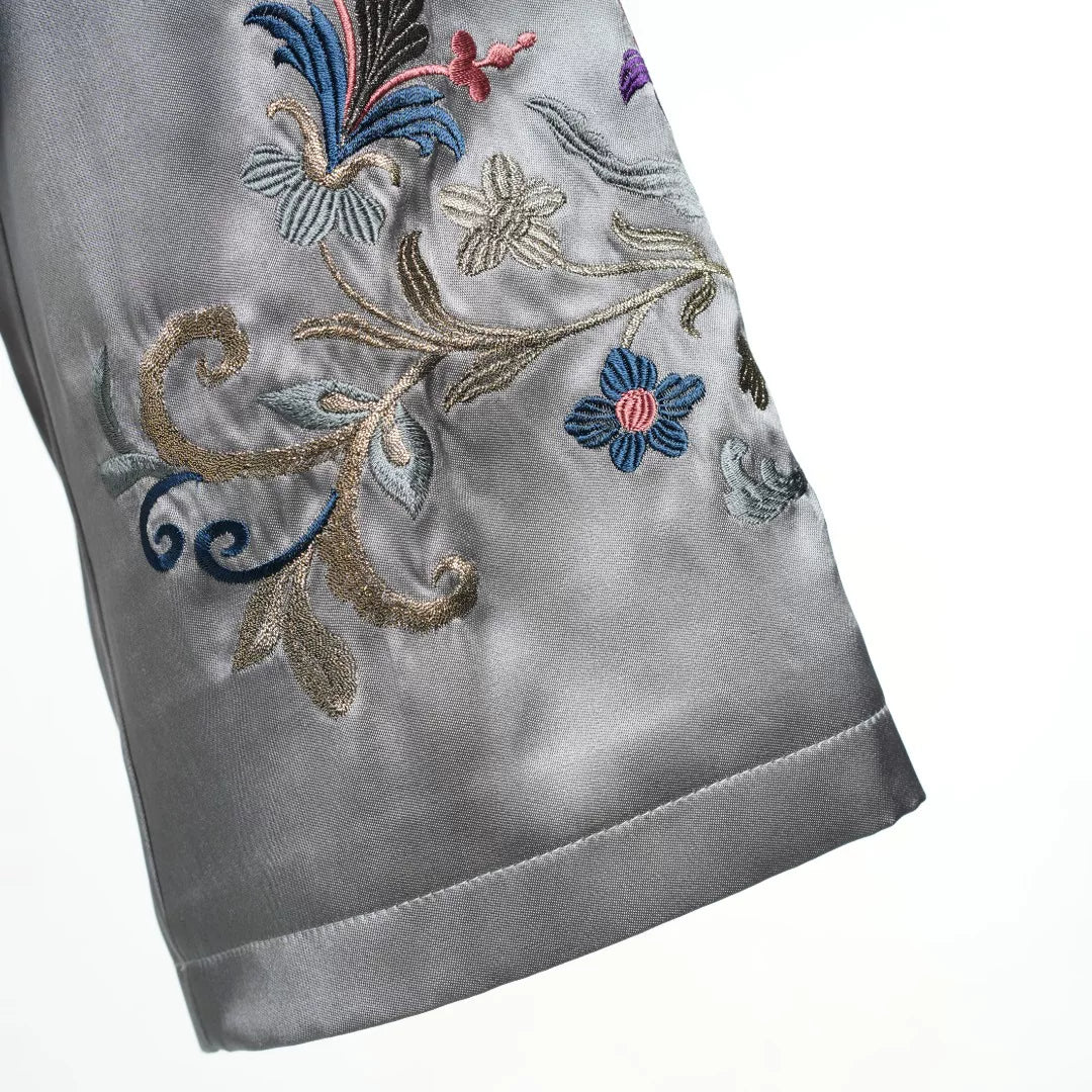 Luxury Ivory Silk Peony Cropped Jacket- 26ZWT6542
