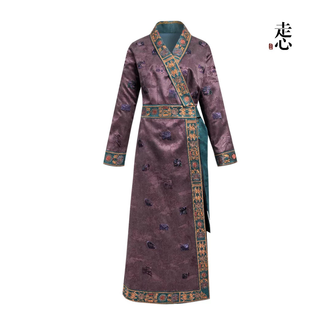 Luxury Peacock Silk Zodiac Robe Gown-26ZLY6097