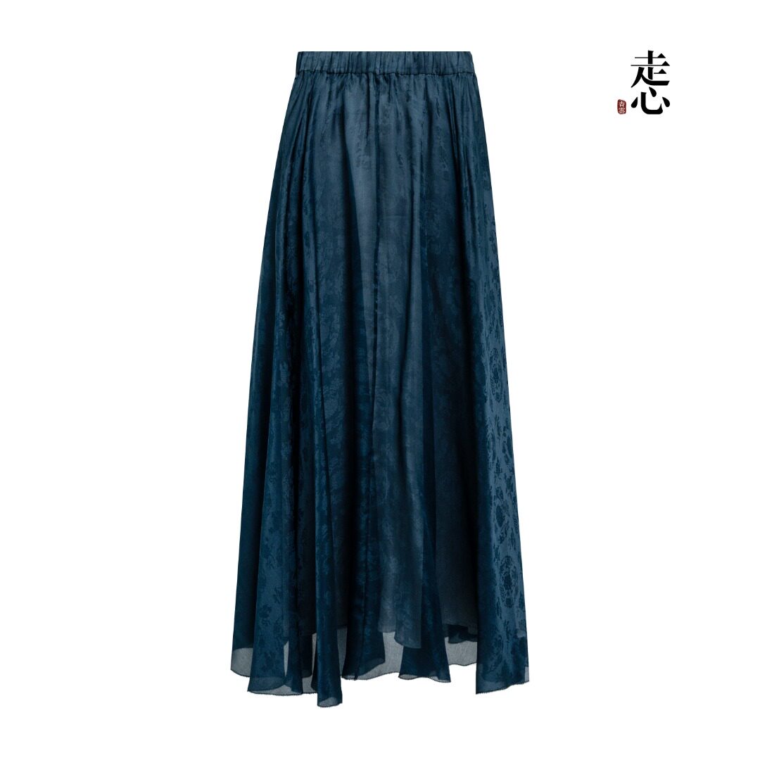 Luxury Silk Organza Jacquard Maxi Skirt- 26Z26214429