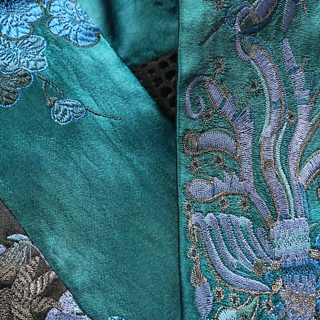 Luxury Blue Luoyue Silk Kasaya Robe-26Z139M