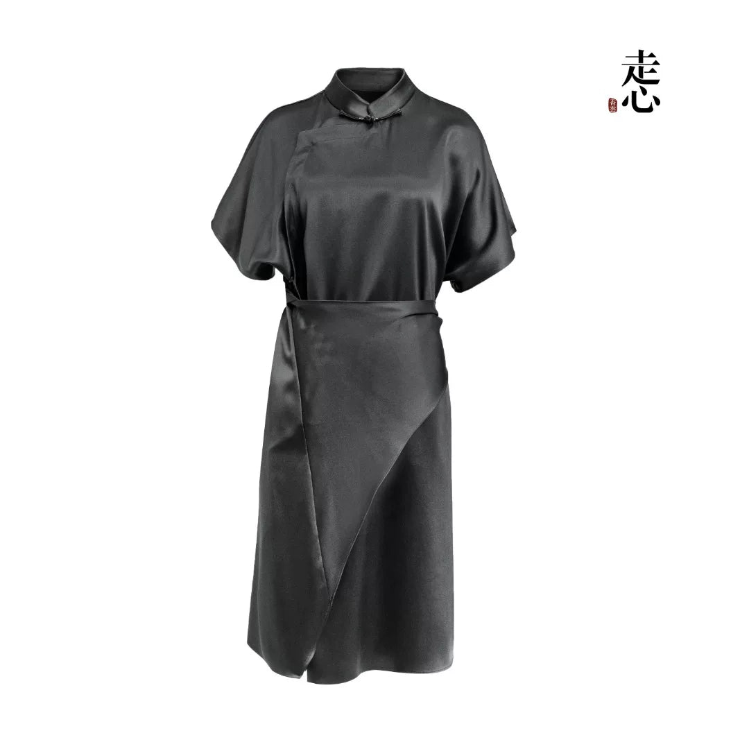 Luxury Lavender Heavy Silk Midi Dress-26M66139
