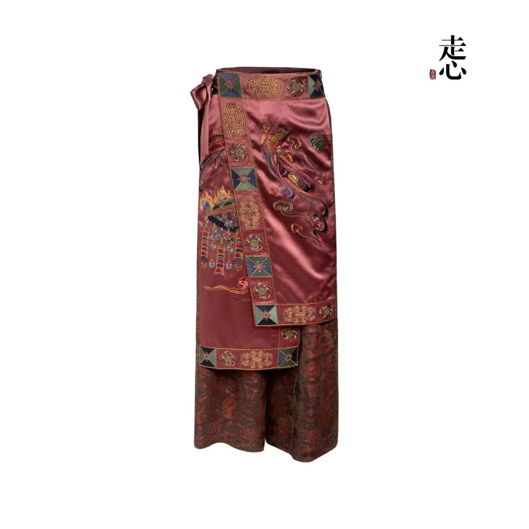 Luxury Dunhuang Silk Layered Palazzo Pants-25ZKZ5877