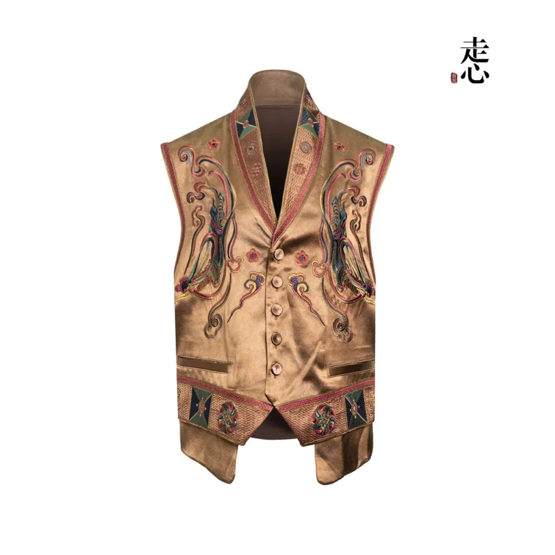 Luxury Dunhuang Silk Waistcoat Vest- 25ZMJ5953