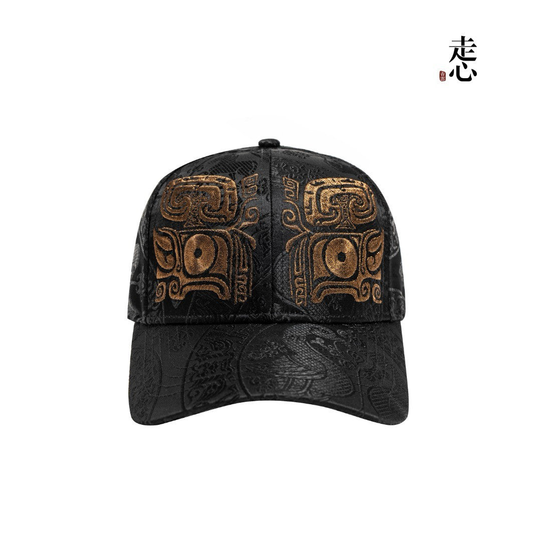 Oriental Chinese Bronze Ruyi Embroidery Baseball Cap