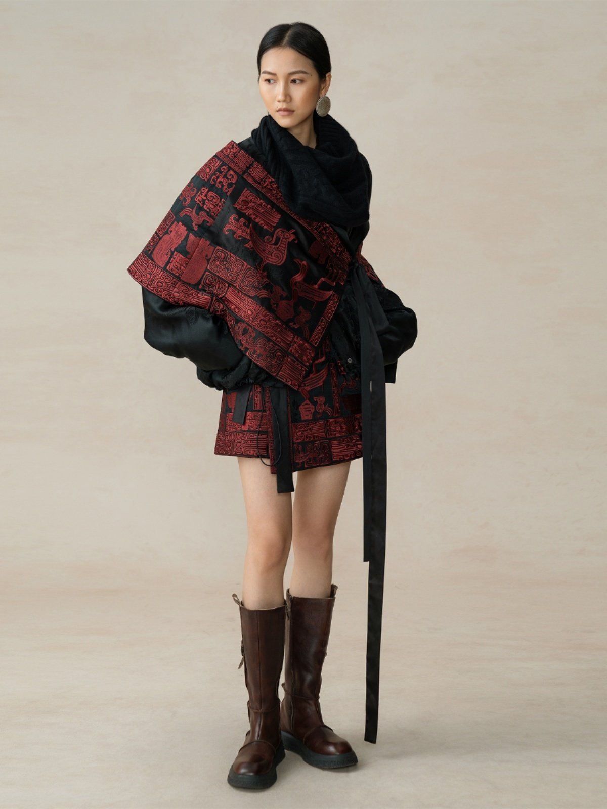 Sanxingdui Hand Embroidered Midi Skirt