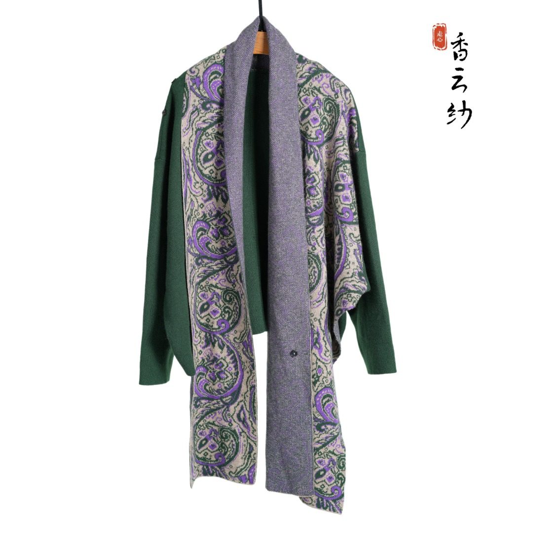 Oriental Chinese Motif Cashmere Cardigan – Soft Luxury Knit Sweater