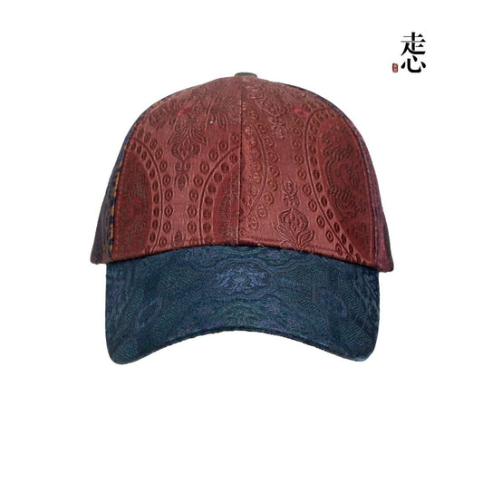 Handmade Silk Brocade Baseball Cap | Oriental Geometric Patchwork Hat - Luxury Artisanal Headwear
