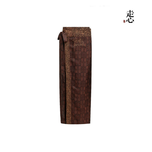 Bronze Brocade Goldwork Midi Skirt—25ZW36F