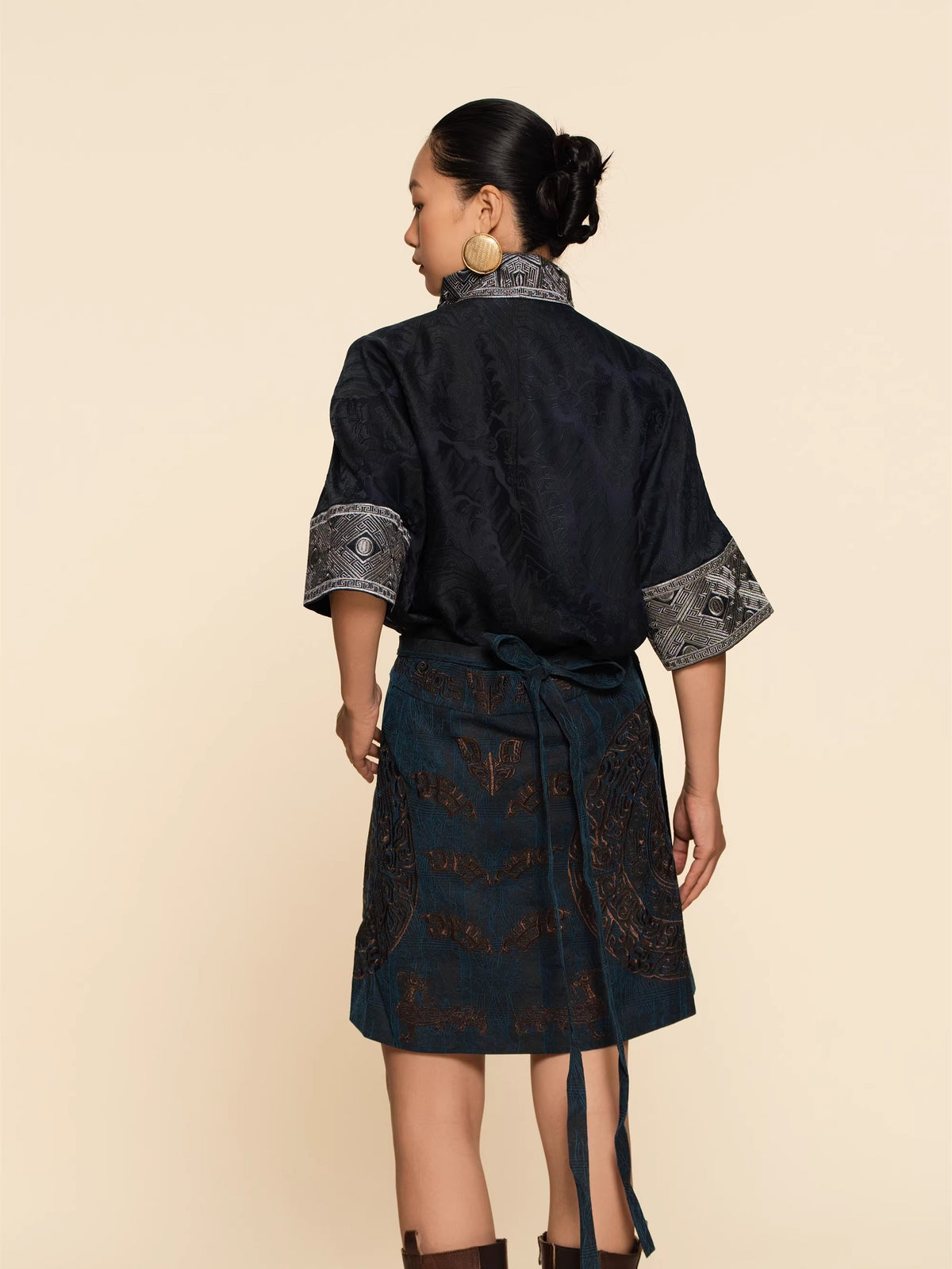 Goldwork Embroidered Short Sleeve Shirt--25ZW62F