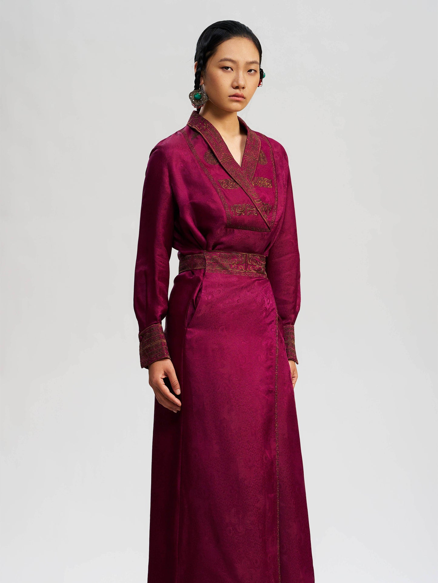 Luxury Gambiered Silk Robe Dress-24ZWF60