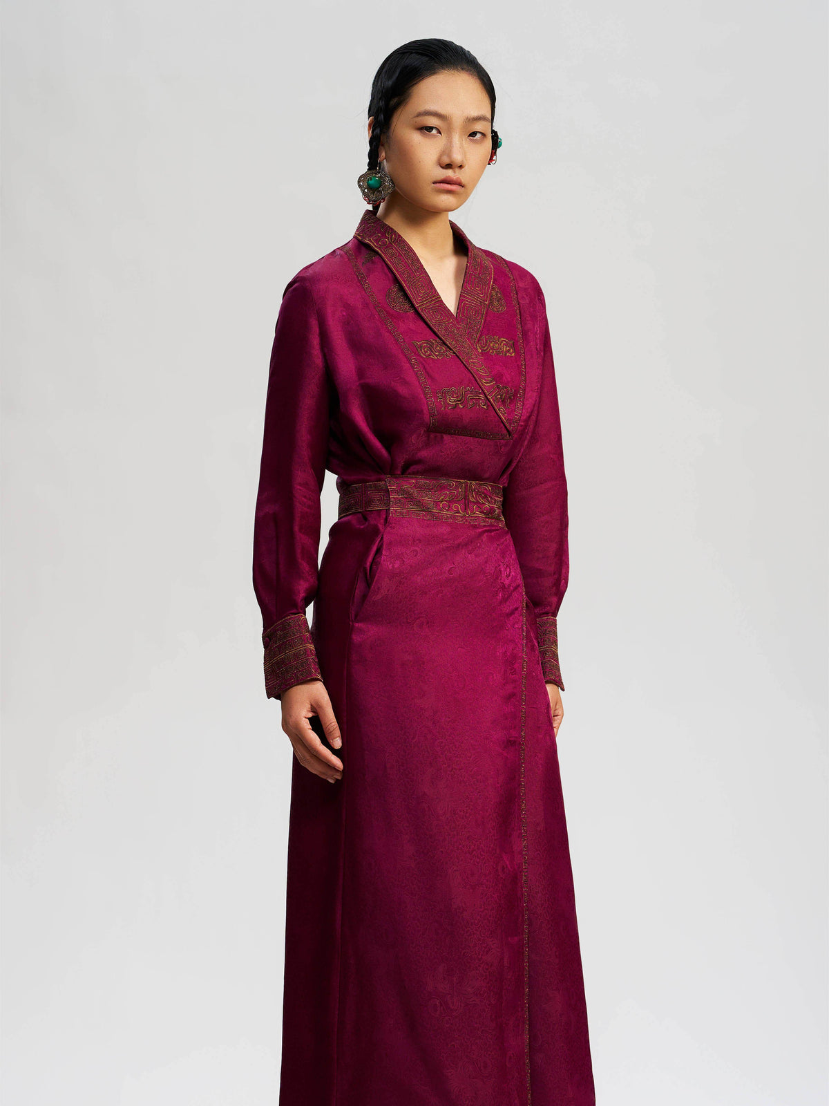 Luxury Gambiered Silk Robe Dress-24ZWF60