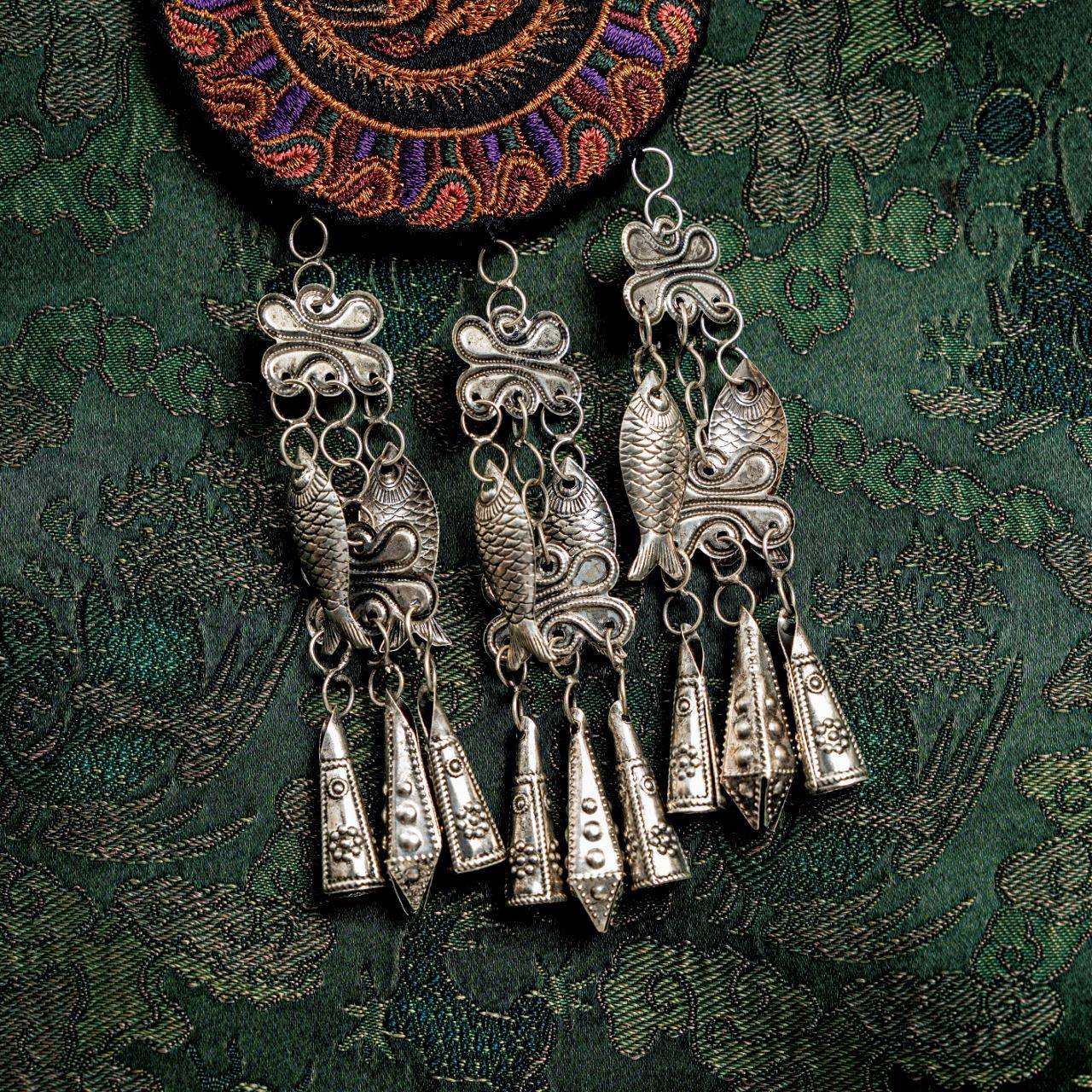 Forbidden City Phoenix Embroidered Earrings