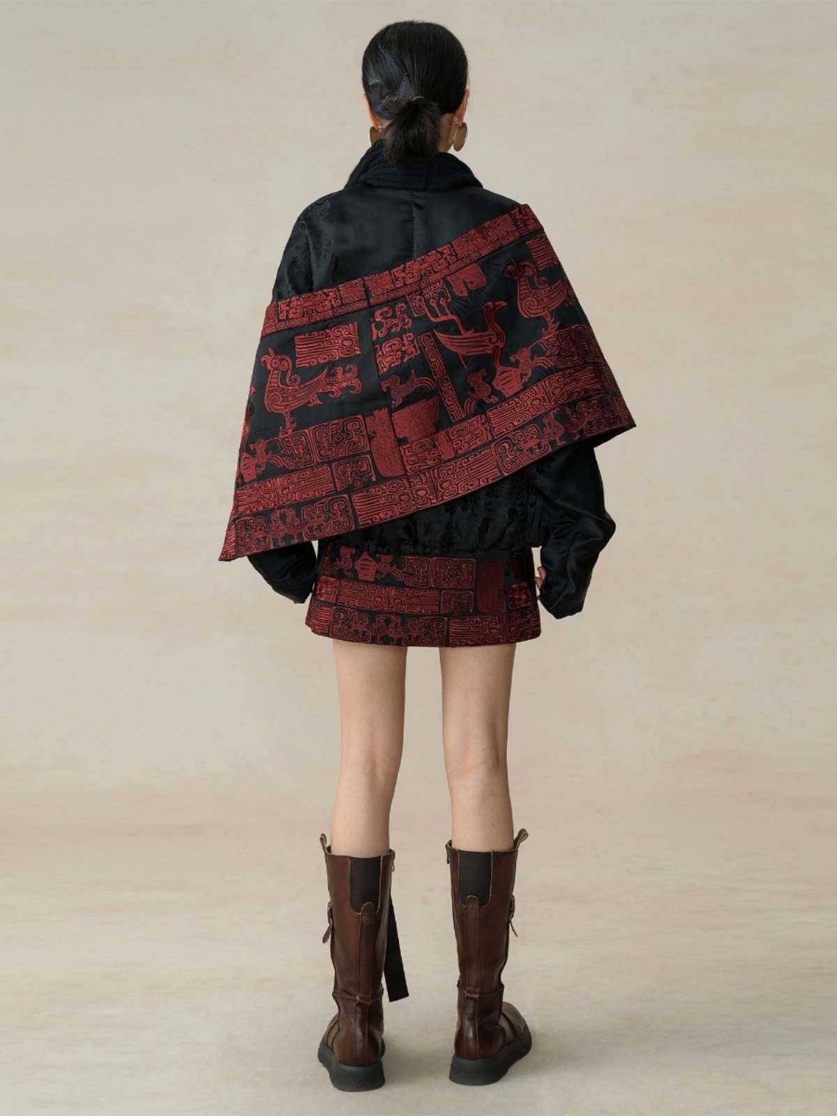 Sanxingdui Hand Embroidered Midi Skirt