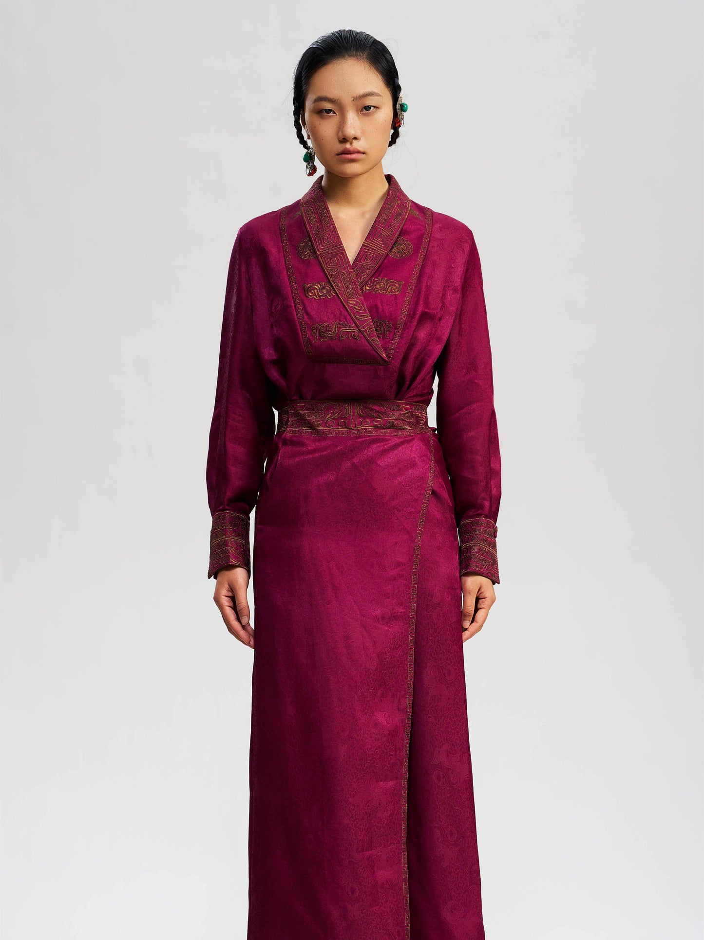 Luxury Gambiered Silk Robe Dress-24ZWF60