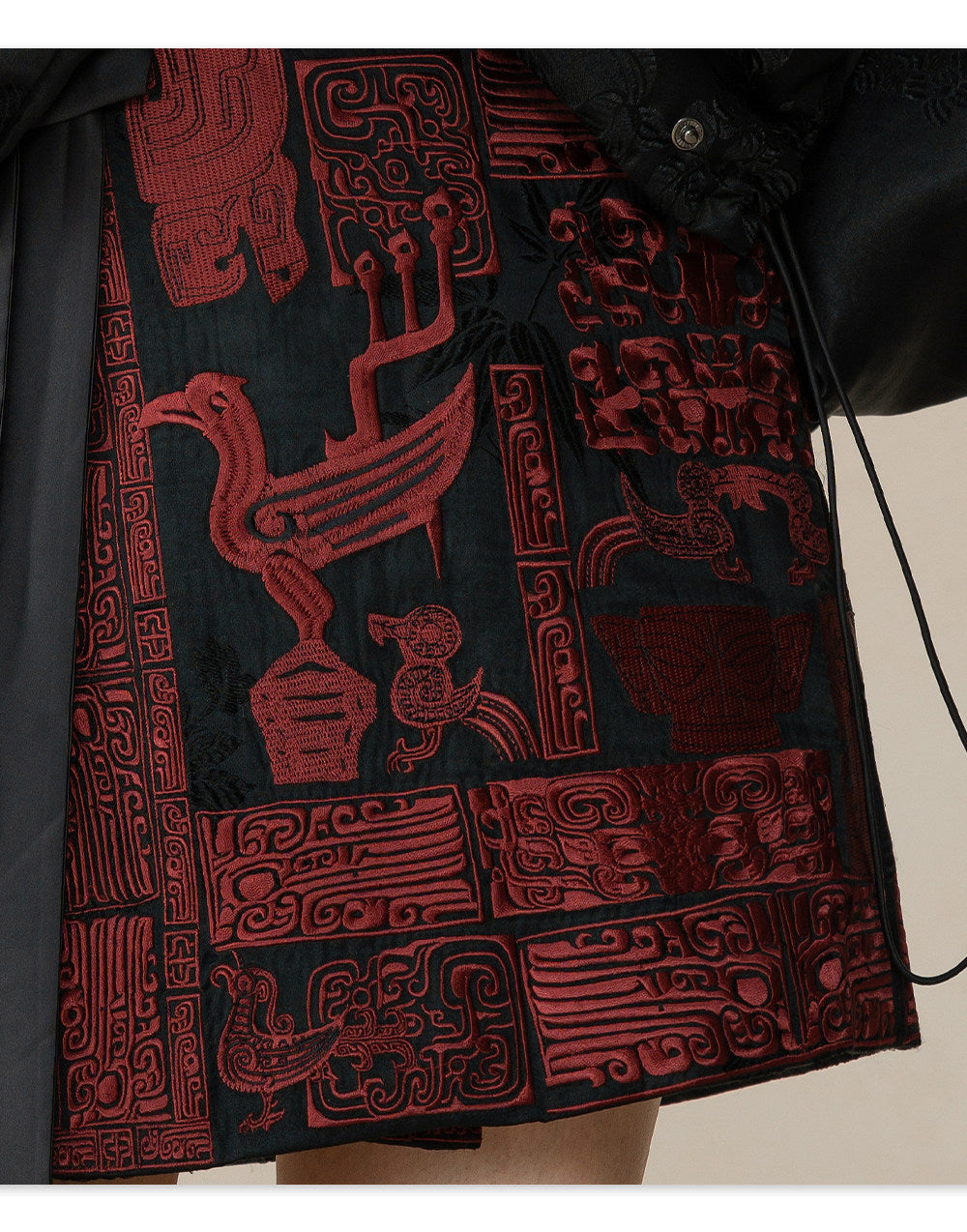 Sanxingdui Hand Embroidered Midi Skirt